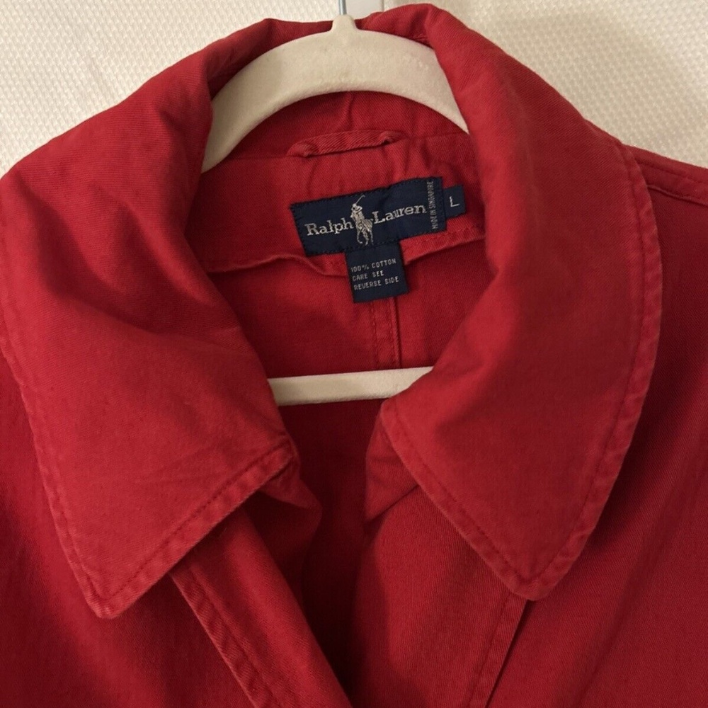 Ralph Lauren Woman’s Size Large Red Double Breasted Denim Pea Coat - Picture 3 of 12